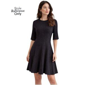 & Other Stories Black Textured Fit & Flare Dress Size Medium EUC